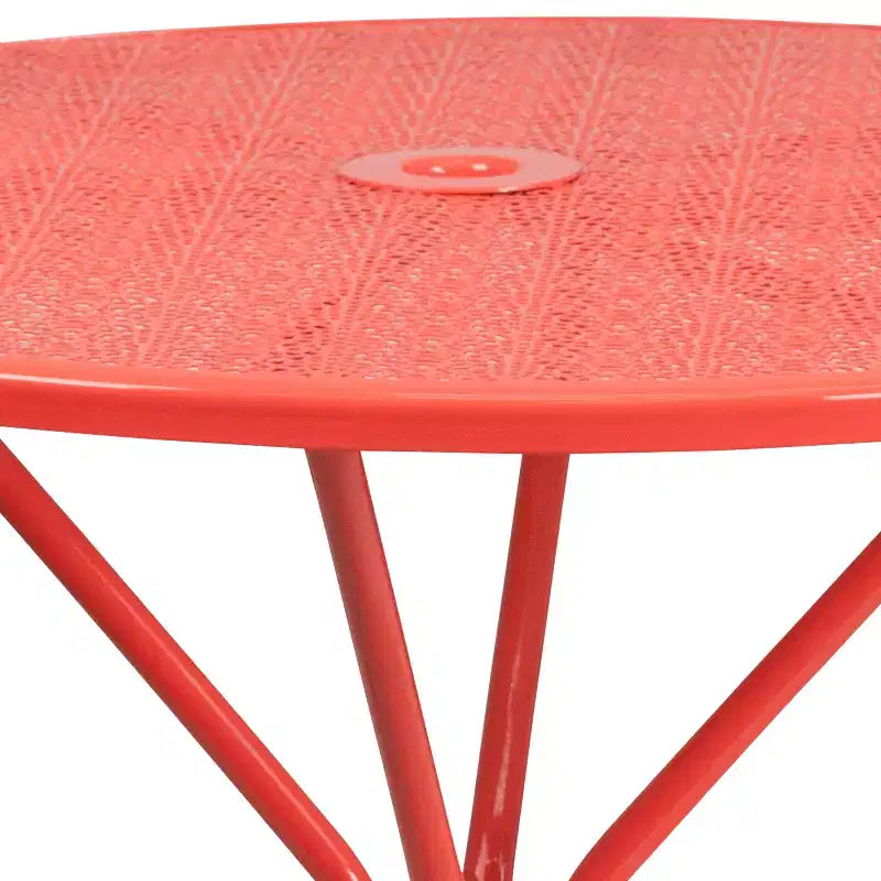 Flash Furniture Oia Tavolo da Esterno/Interno Rotondo in Acciaio Commerciale da 35.25 pollici con Foro per Ombrellone