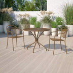 Flash Furniture Oia Tavolo da Esterno/Interno Rotondo in Acciaio Commerciale da 35.25 pollici con Foro per Ombrellone