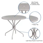 Flash Furniture Oia Tavolo da Esterno/Interno Rotondo in Acciaio Commerciale da 35.25 pollici con Foro per Ombrellone