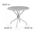 Flash Furniture Oia Tavolo da Esterno/Interno Rotondo in Acciaio Commerciale da 35.25 pollici con Foro per Ombrellone