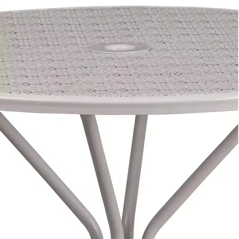 Flash Furniture Oia Tavolo da Esterno/Interno Rotondo in Acciaio Commerciale da 35.25 pollici con Foro per Ombrellone