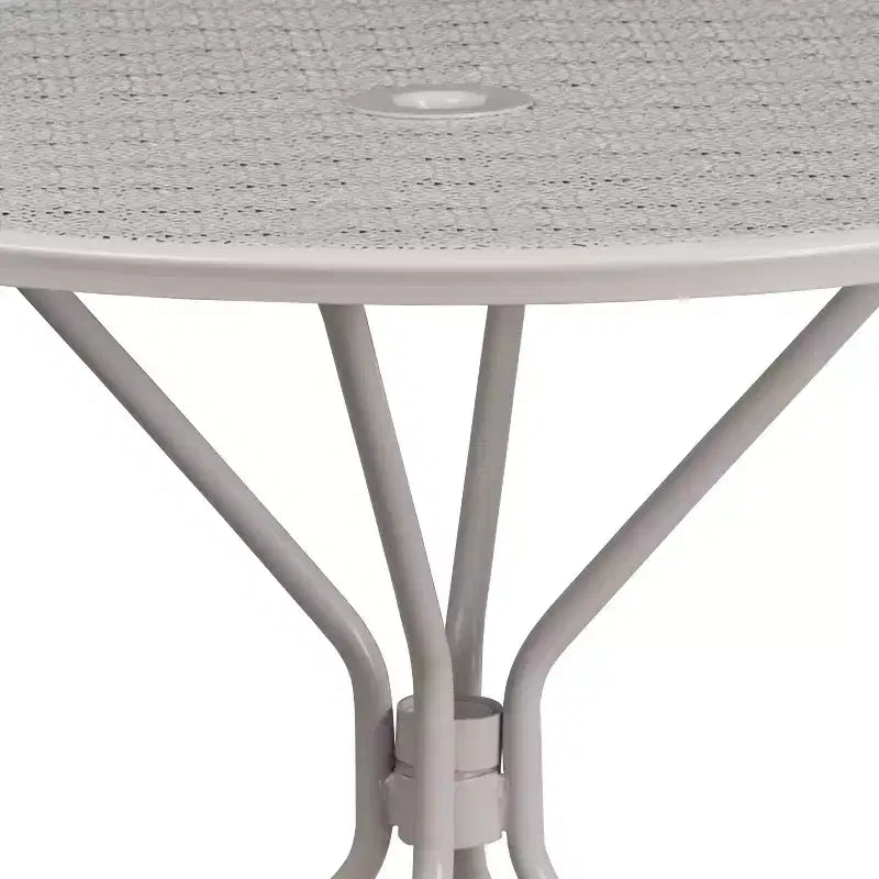 Flash Furniture Oia Tavolo da Esterno/Interno Rotondo in Acciaio Commerciale da 35.25 pollici con Foro per Ombrellone