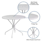 Flash Furniture Oia Tavolo da Esterno/Interno Rotondo in Acciaio Commerciale da 35.25 pollici con Foro per Ombrellone