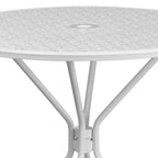 Flash Furniture Oia Tavolo da Esterno/Interno Rotondo in Acciaio Commerciale da 35.25 pollici con Foro per Ombrellone