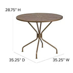 Flash Furniture Oia Tavolo da Esterno/Interno Rotondo in Acciaio Commerciale da 35.25 pollici con Foro per Ombrellone
