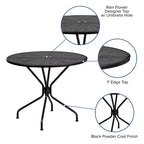 Flash Furniture Oia Tavolo da Esterno/Interno Rotondo in Acciaio Commerciale da 35.25 pollici con Foro per Ombrellone