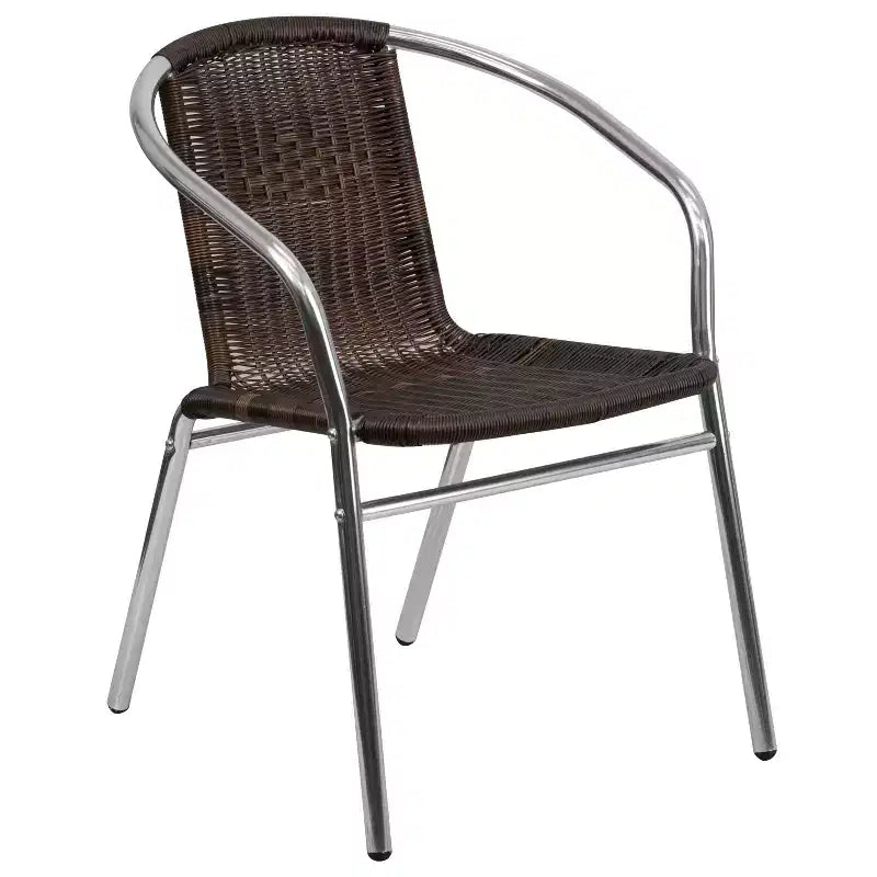 Set tavolo da giardino in alluminio quadrato 31,5 con 4 sedie in rattan Emma e Oliver