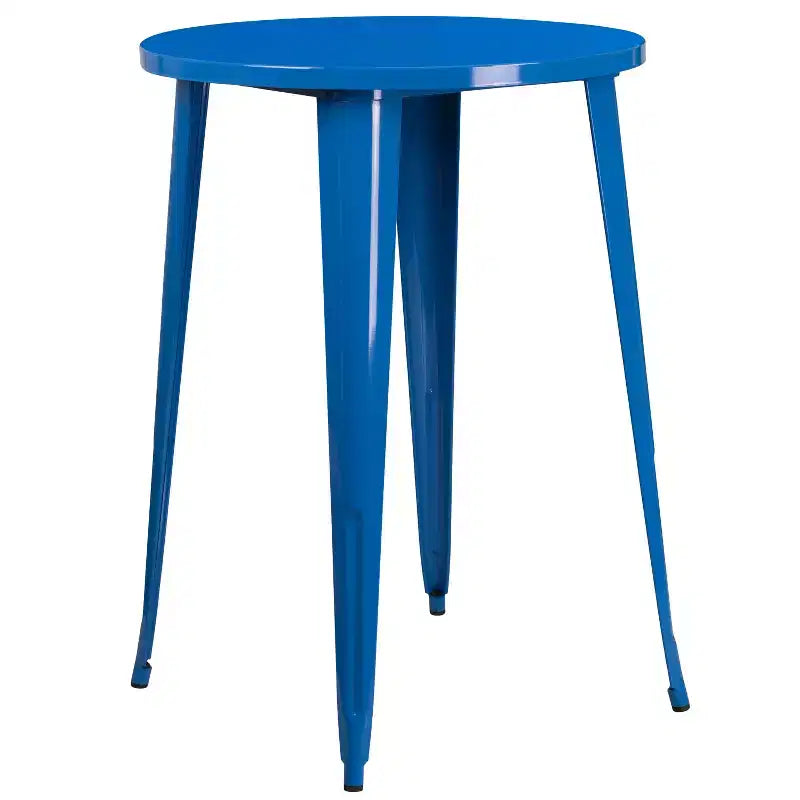Emma and Oliver Commercial Grade 30 Round Colorful Metal Indoor-Outdoor Bar Height Dining Table