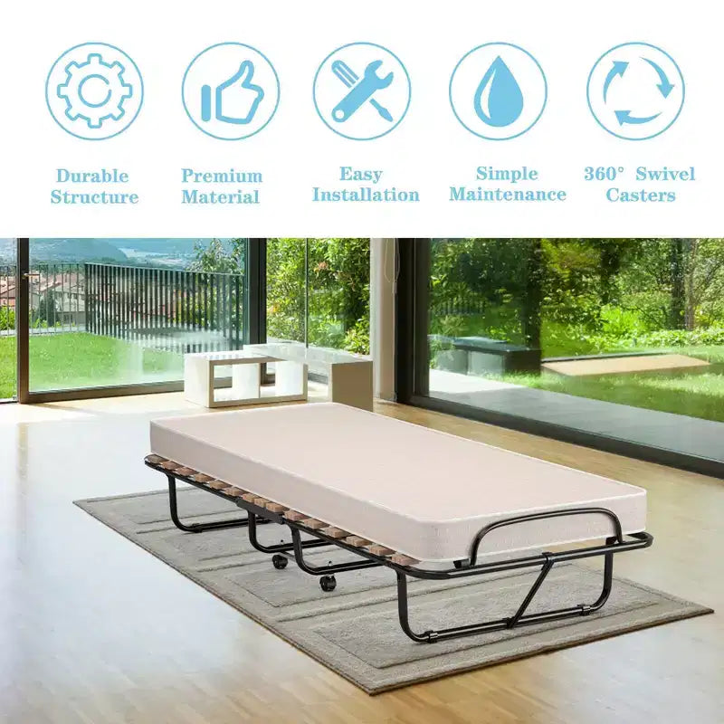 Costway Letto Pieghevole per Ospiti con Materasso in Memory Foam