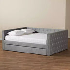 Letto da giorno imbottito in velluto Larkin con letto estraibile - Baxton Studio