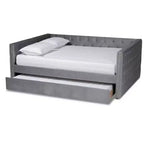 Letto da giorno imbottito in velluto Larkin con letto estraibile - Baxton Studio
