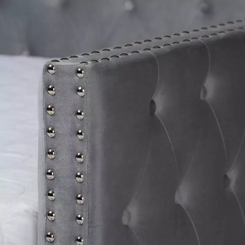 Letto da giorno imbottito in velluto Larkin con letto estraibile - Baxton Studio