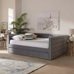 Letto da giorno imbottito in velluto Larkin con letto estraibile - Baxton Studio