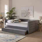 Letto da giorno imbottito in velluto Larkin con letto estraibile - Baxton Studio