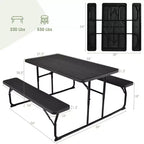 Set da Tavolo e Panche Pieghevoli Costway per Campeggio BBQ con Struttura in Acciaio Bianco/Nero