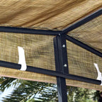 Outsunny Set Bar per Esterni da 3 Pezzi per 2 con Tettuccio, Tavolo Rettangolare con Ripiani & Due Sedie da Bar, Rete Traspirante