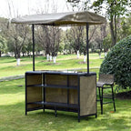 Outsunny Set Bar per Esterni da 3 Pezzi per 2 con Tettuccio, Tavolo Rettangolare con Ripiani & Due Sedie da Bar, Rete Traspirante