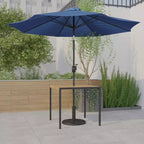 Set da tavolo da patio Emma and Oliver da 3 pezzi - Tavolo da pranzo in teak sintetico con foro per ombrellone e ombrellone con base zavorrata