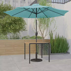 Set da tavolo da patio Emma and Oliver da 3 pezzi - Tavolo da pranzo in teak sintetico con foro per ombrellone e ombrellone con base zavorrata