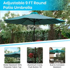Set da tavolo da patio Emma and Oliver da 3 pezzi - Tavolo da pranzo in teak sintetico con foro per ombrellone e ombrellone con base zavorrata