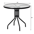 Costway Tavolo Rotondo da Esterno per Patio 32" con Piano in Vetro Temperato