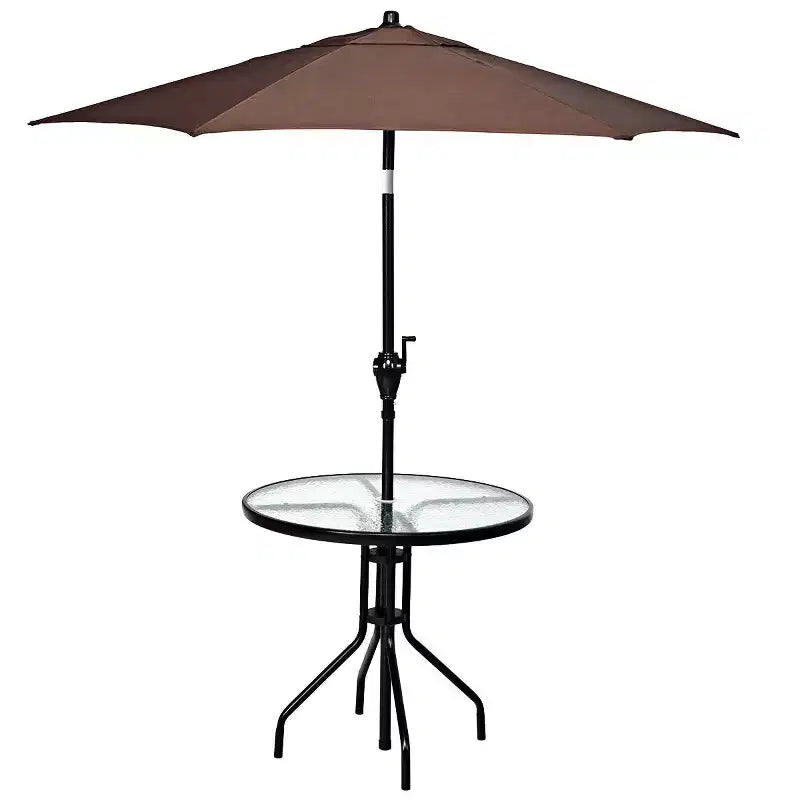 Costway Tavolo Rotondo da Esterno per Patio 32" con Piano in Vetro Temperato