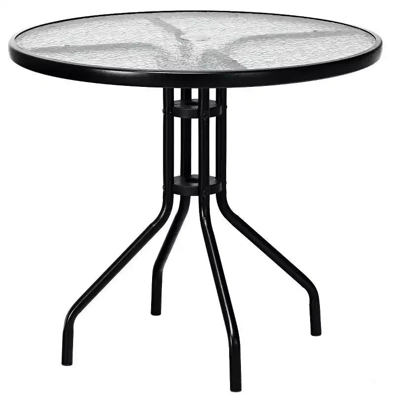 Costway Tavolo Rotondo da Esterno per Patio 32" con Piano in Vetro Temperato
