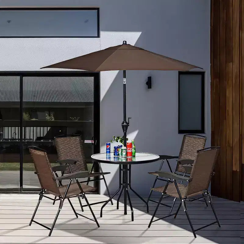 Costway Tavolo Rotondo da Esterno per Patio 32" con Piano in Vetro Temperato