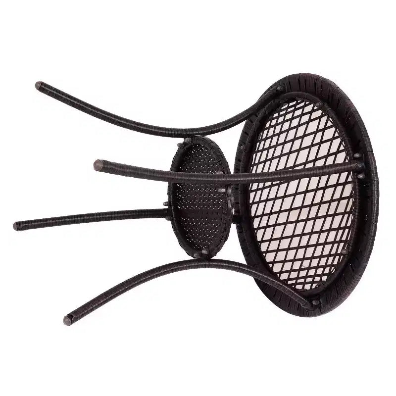 Tavolino da caffè rotondo in rattan e vimini Costway con ripiano in vetro e telaio in acciaio, arredamento da patio con ripiano inferiore