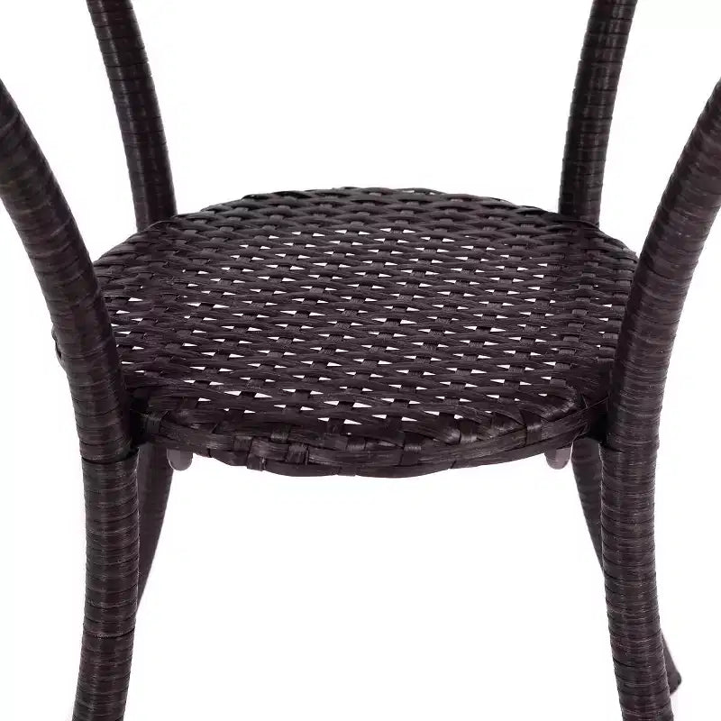 Tavolino da caffè rotondo in rattan e vimini Costway con ripiano in vetro e telaio in acciaio, arredamento da patio con ripiano inferiore