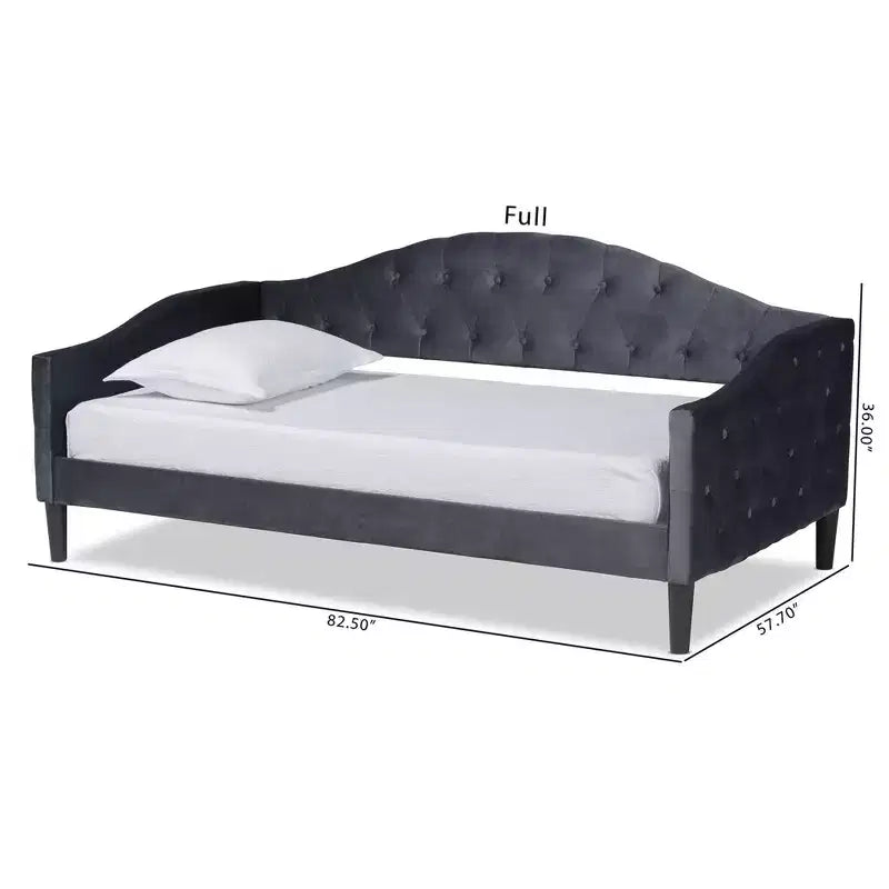 Divano-letto Benjamin in tessuto di velluto e legno - Baxton Studio