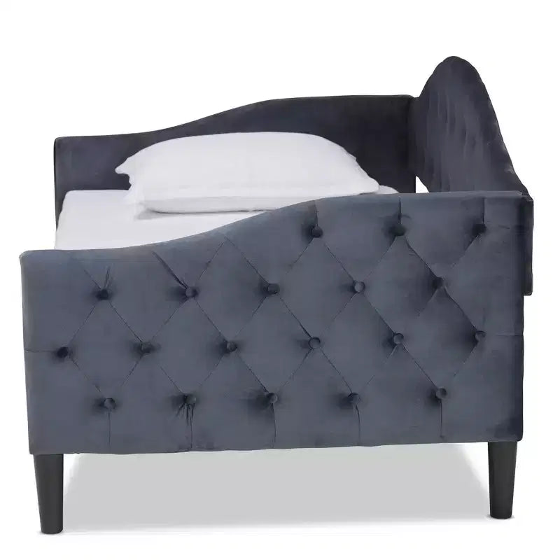 Divano-letto Benjamin in tessuto di velluto e legno - Baxton Studio