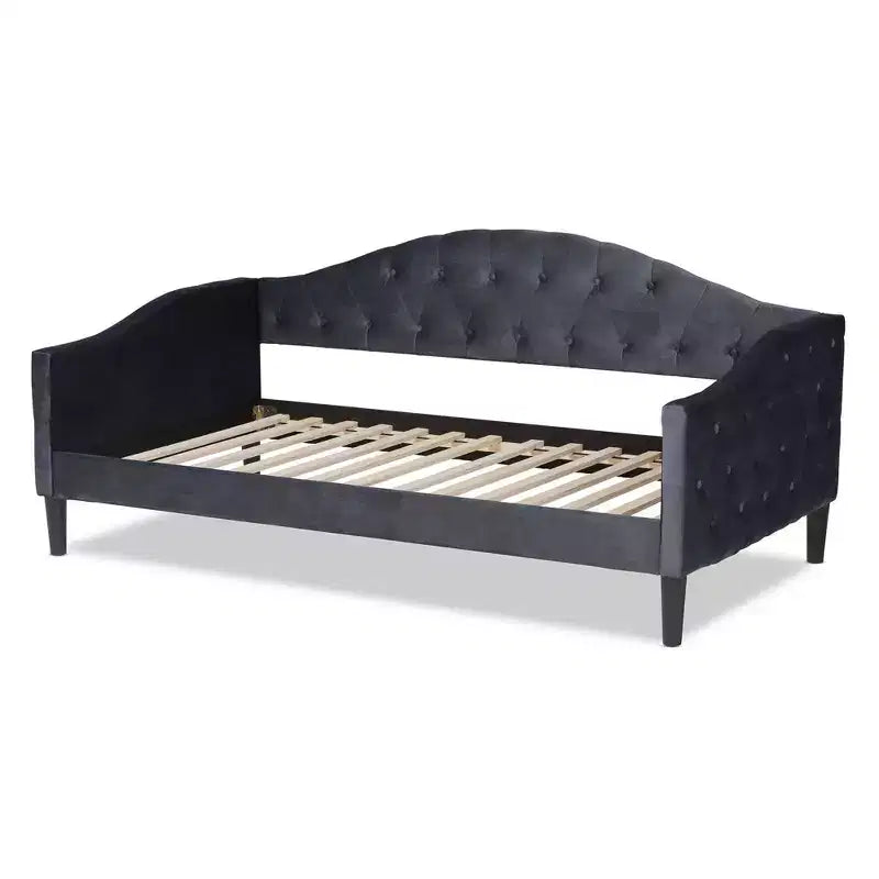 Divano-letto Benjamin in tessuto di velluto e legno - Baxton Studio