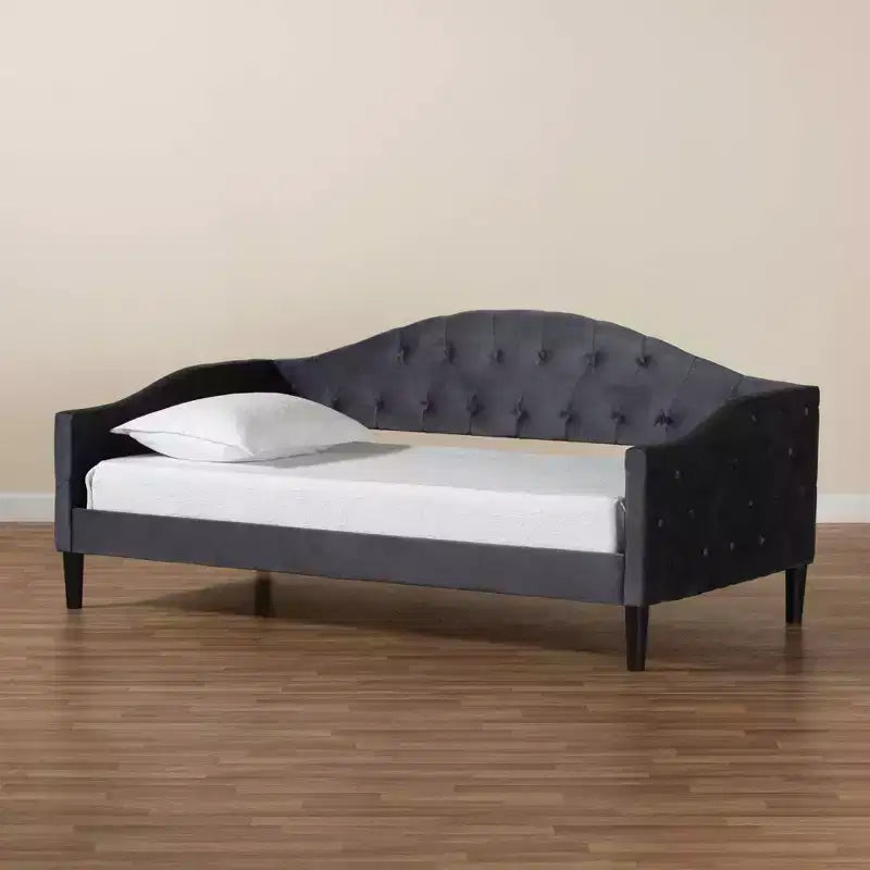 Divano-letto Benjamin in tessuto di velluto e legno - Baxton Studio