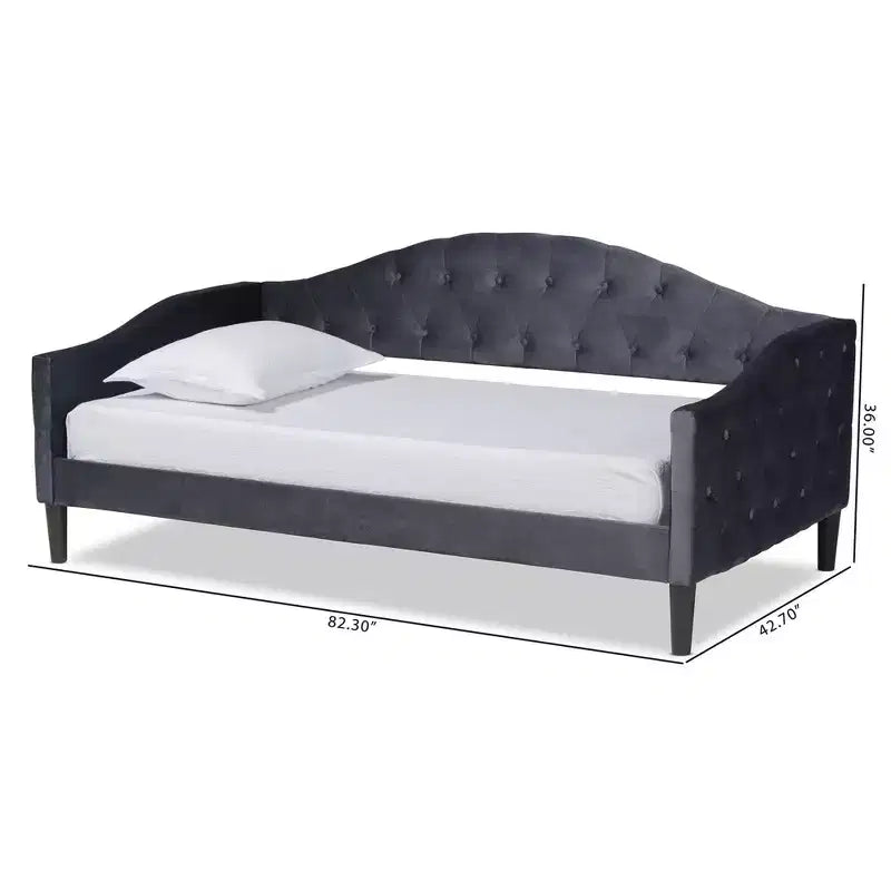 Divano-letto Benjamin in tessuto di velluto e legno - Baxton Studio