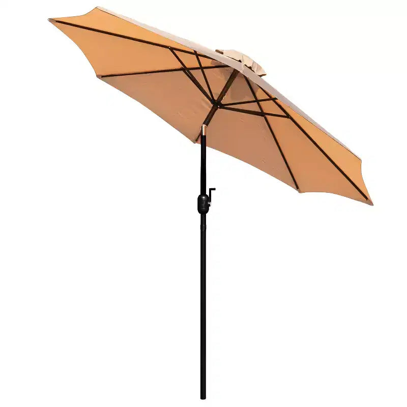 Merrick Lane - Tavolo da pranzo quadrato in finto teak da esterno con struttura in acciaio verniciato a polvere, ombrellone regolabile da 2,7 m e base