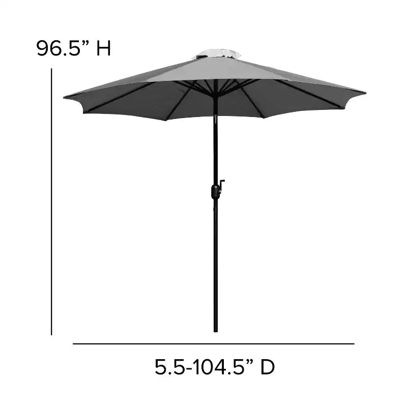 Merrick Lane - Tavolo da pranzo quadrato in finto teak da esterno con struttura in acciaio verniciato a polvere, ombrellone regolabile da 2,7 m e base