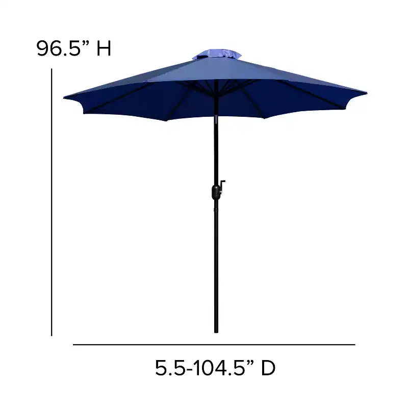 Merrick Lane - Tavolo da pranzo quadrato in finto teak da esterno con struttura in acciaio verniciato a polvere, ombrellone regolabile da 2,7 m e base