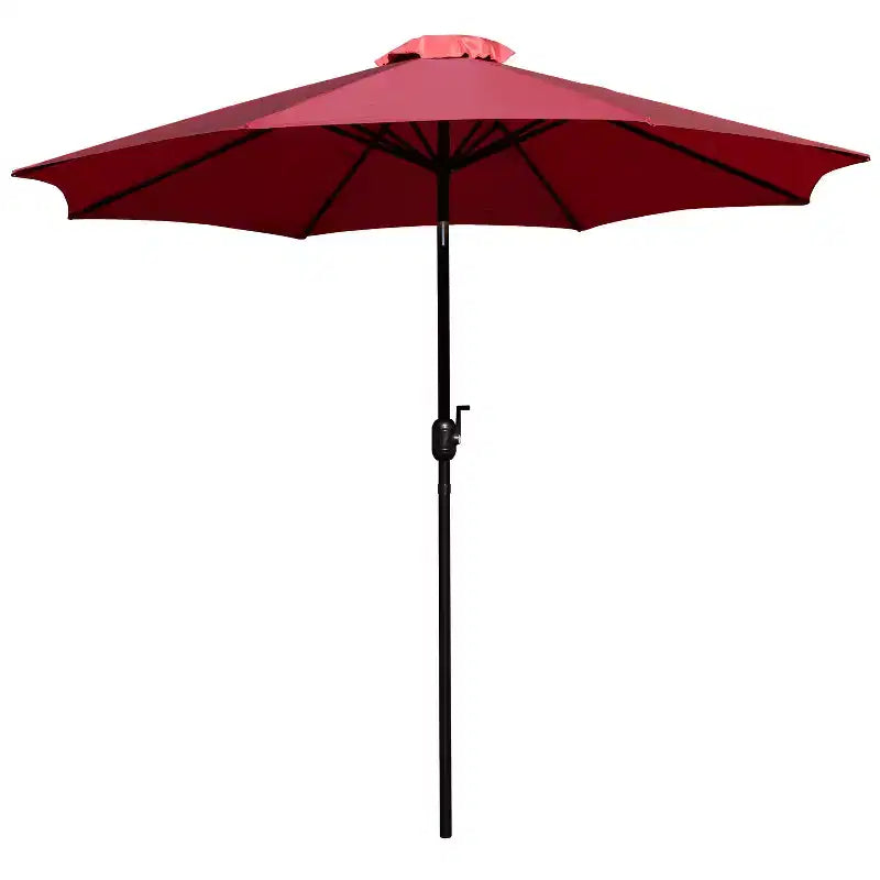 Merrick Lane - Tavolo da pranzo quadrato in finto teak da esterno con struttura in acciaio verniciato a polvere, ombrellone regolabile da 2,7 m e base