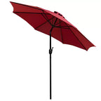 Merrick Lane - Tavolo da pranzo quadrato in finto teak da esterno con struttura in acciaio verniciato a polvere, ombrellone regolabile da 2,7 m e base