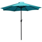 Merrick Lane - Tavolo da pranzo quadrato in finto teak da esterno con struttura in acciaio verniciato a polvere, ombrellone regolabile da 2,7 m e base