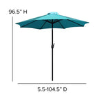 Merrick Lane - Tavolo da pranzo quadrato in finto teak da esterno con struttura in acciaio verniciato a polvere, ombrellone regolabile da 2,7 m e base