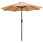 Merrick Lane - Tavolo da pranzo quadrato in finto teak da esterno con struttura in acciaio verniciato a polvere, ombrellone regolabile da 2,7 m e base
