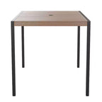 Tavolo da pranzo da esterno Merrick Lane 30 x 48 con piano a doghe in poli finto teak e telaio in acciaio verniciato a polvere