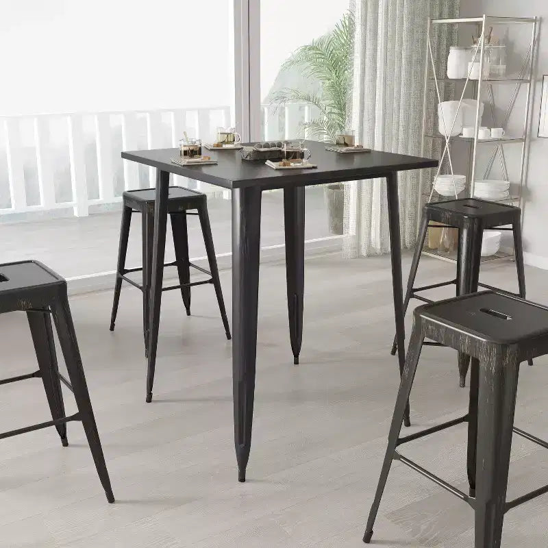 Tavolo da pranzo da esterno Merrick Lane con struttura in metallo e piano quadrato