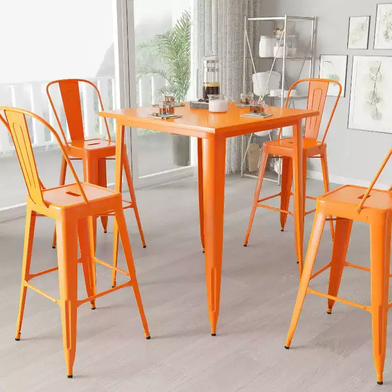Tavolo da pranzo da esterno Merrick Lane con struttura in metallo e piano quadrato