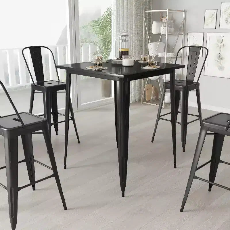 Tavolo da pranzo da esterno Merrick Lane con struttura in metallo e piano quadrato