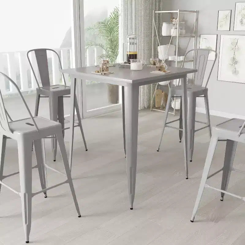 Tavolo da pranzo da esterno Merrick Lane con struttura in metallo e piano quadrato