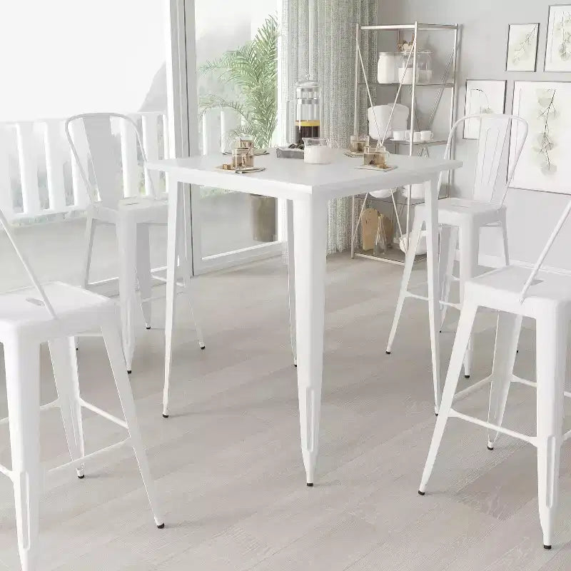 Tavolo da pranzo da esterno Merrick Lane con struttura in metallo e piano quadrato