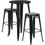 Set da Patio Merrick Lane con Tavolo e Sgabelli Senza Schienale - Struttura in Metallo Verniciato a Polvere per Uso Interno ed Esterno